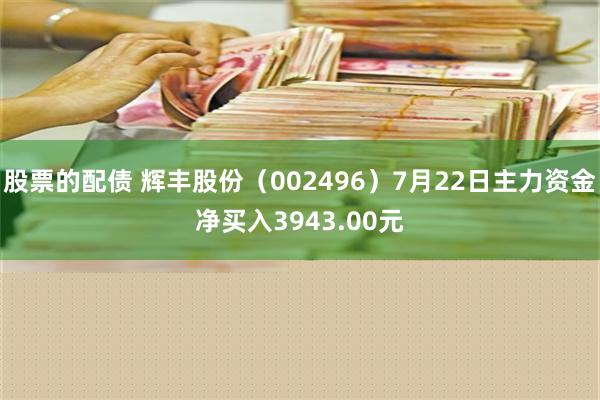 股票的配债 辉丰股份（002496）7月22日主力资金净买入3943.00元