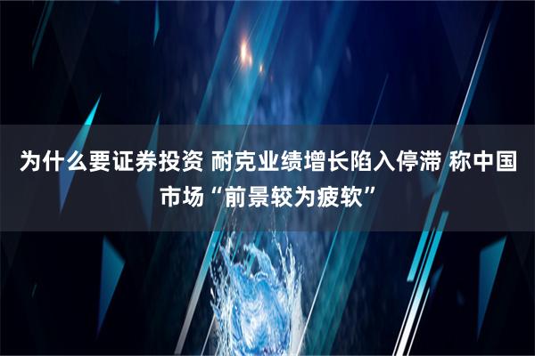 为什么要证券投资 耐克业绩增长陷入停滞 称中国市场“前景较为疲软”