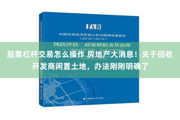 股票杠杆交易怎么操作 房地产大消息！关于回收开发商闲置土地，办法刚刚明确了