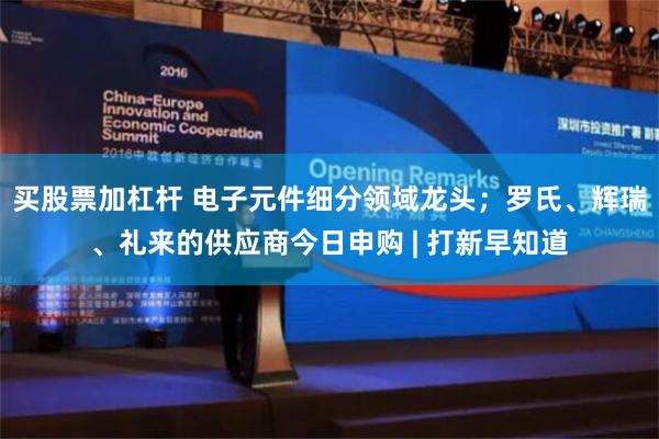 买股票加杠杆 电子元件细分领域龙头；罗氏、辉瑞、礼来的供应商今日申购 | 打新早知道